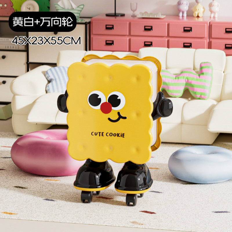 Large Capacity Household Storage Bin for Bedroom and Living Room, Cartoon Flip Lid Trash Can, Press Wheel Sanitary Bin 