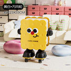 Large Capacity Household Storage Bin for Bedroom and Living Room, Cartoon Flip Lid Trash Can, Press Wheel Sanitary Bin 