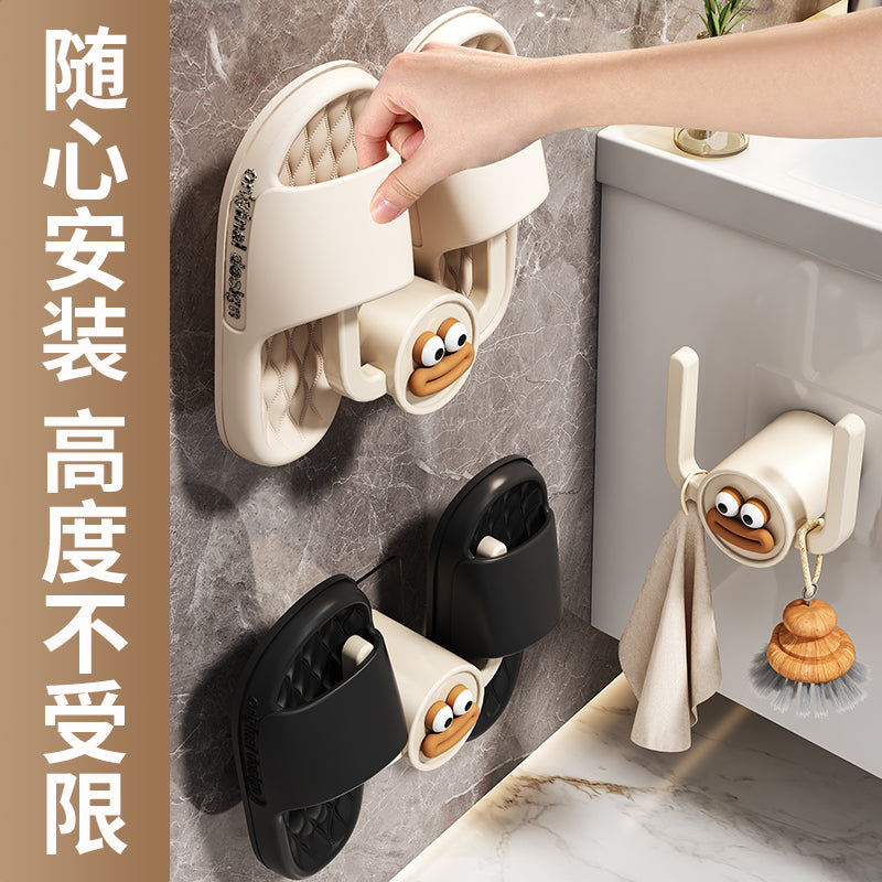Bathroom Slipper Rack Punch-Free Bathroom Hanging Shoe Storage Fantastic Toilet Wall Slippers Rack Drain Hook 