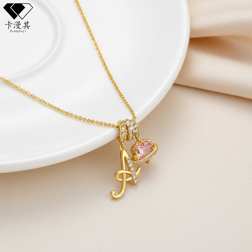 Hot-Selling Dopamine 26 English Letter Necklace Sweet Girl Accessories Light Luxury High-End Feel 