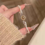 French Retro Zircon Star Pearl Bracelet Exquisite Elegant Versatile Bracelet Light Luxury High-end Feel Women's Jewelry 