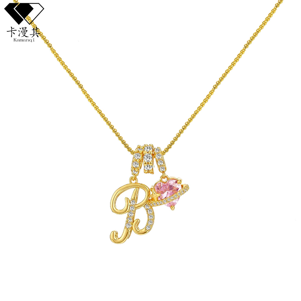 Hot-Selling Dopamine 26 English Letter Necklace Sweet Girl Accessories Light Luxury High-End Feel 