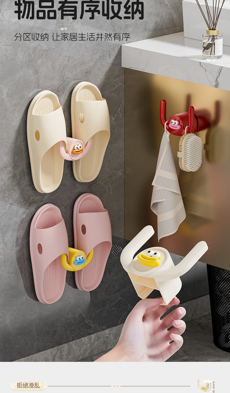 Bathroom Slipper Rack Punch-Free Bathroom Hanging Shoe Storage Fantastic Toilet Wall Slippers Rack Drain Hook 