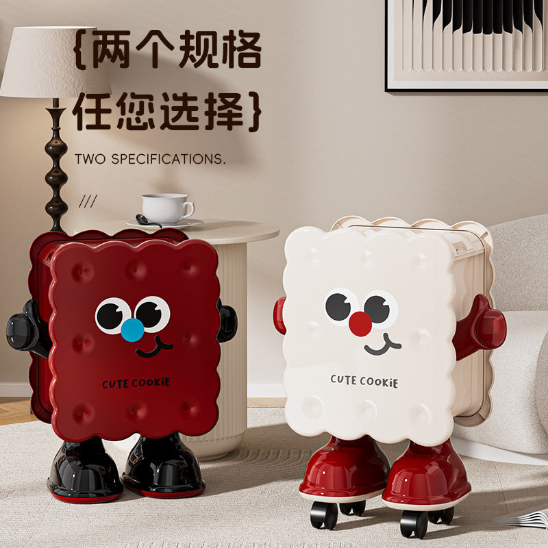 Large Capacity Household Storage Bin for Bedroom and Living Room, Cartoon Flip Lid Trash Can, Press Wheel Sanitary Bin 