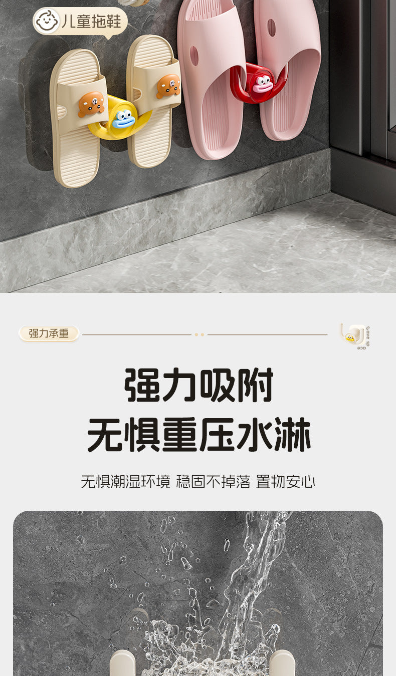 Bathroom Slipper Rack Punch-Free Bathroom Hanging Shoe Storage Fantastic Toilet Wall Slippers Rack Drain Hook 