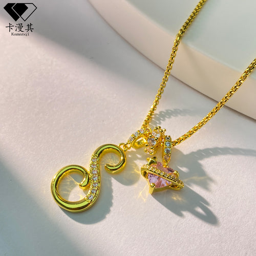 Hot-Selling Dopamine 26 English Letter Necklace Sweet Girl Accessories Light Luxury High-End Feel 