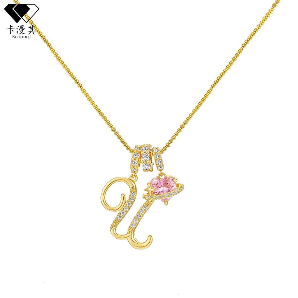 Hot-Selling Dopamine 26 English Letter Necklace Sweet Girl Accessories Light Luxury High-End Feel 
