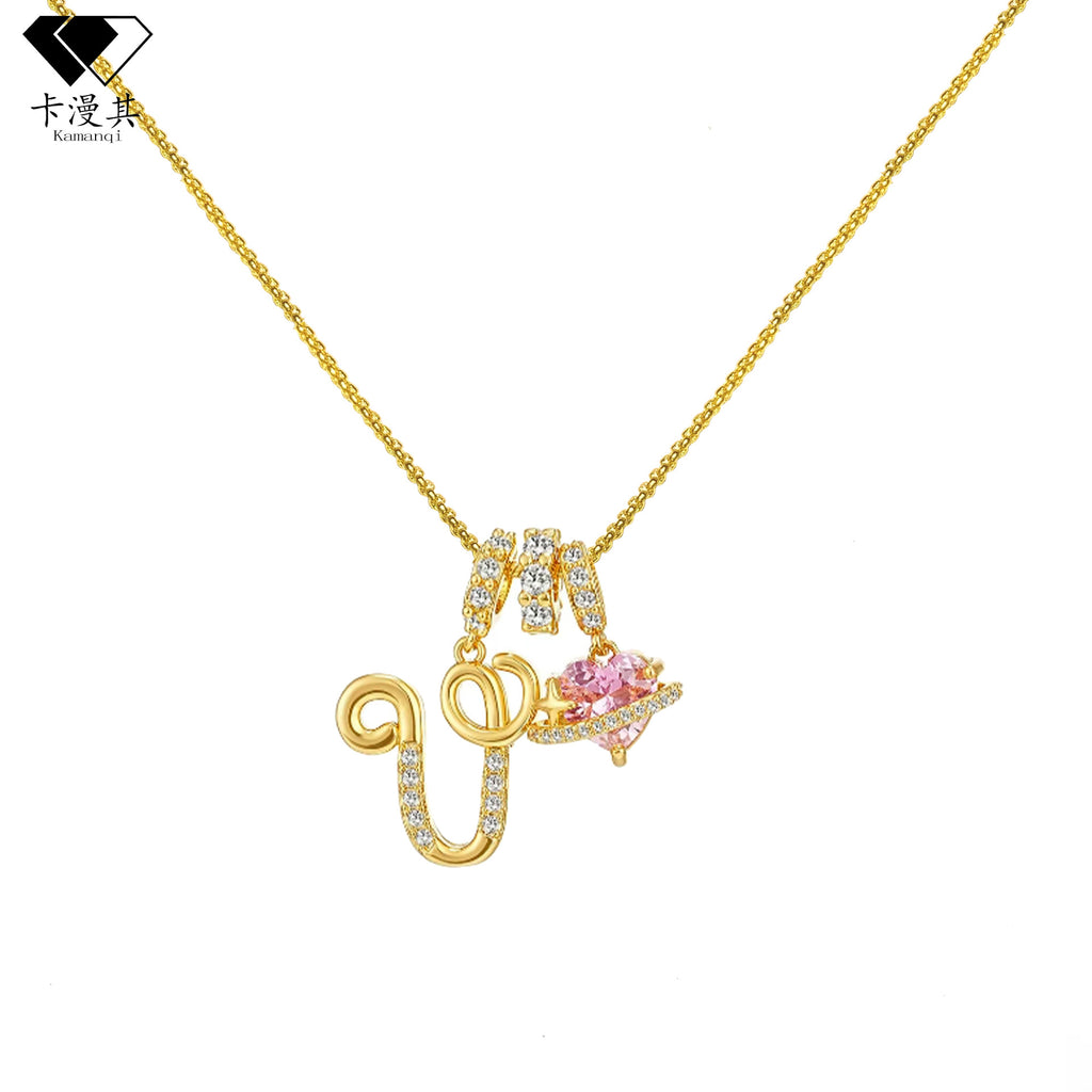 Hot-Selling Dopamine 26 English Letter Necklace Sweet Girl Accessories Light Luxury High-End Feel 