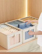 Oxford Cloth Windowed Clothing Storage Box with Lid for Home Use, Large Fabric Organizer Box, Magic Organizer 