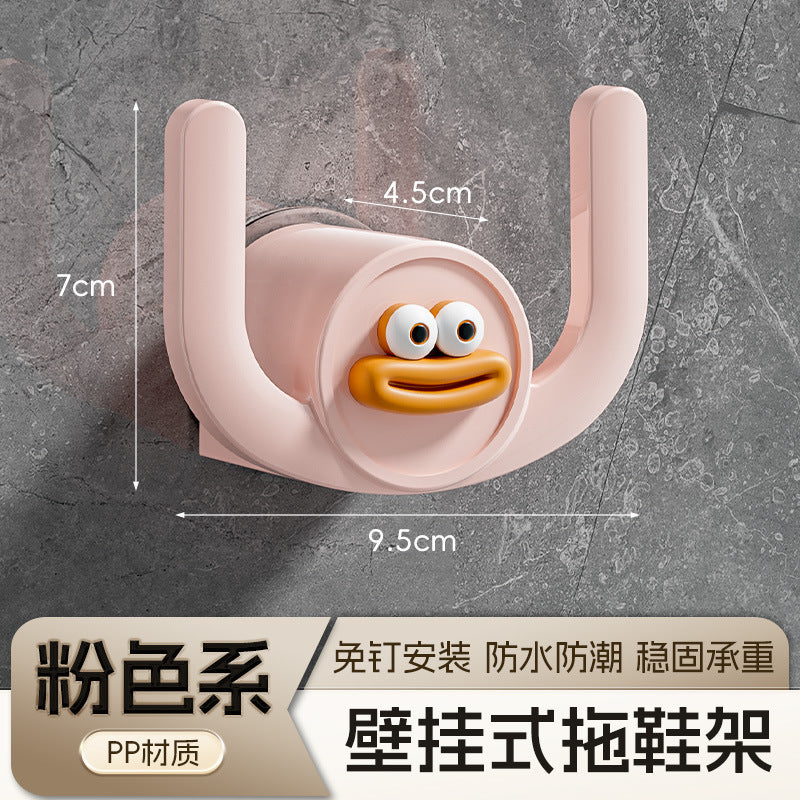 Bathroom Slipper Rack Punch-Free Bathroom Hanging Shoe Storage Fantastic Toilet Wall Slippers Rack Drain Hook 