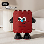 Large Capacity Household Storage Bin for Bedroom and Living Room, Cartoon Flip Lid Trash Can, Press Wheel Sanitary Bin 