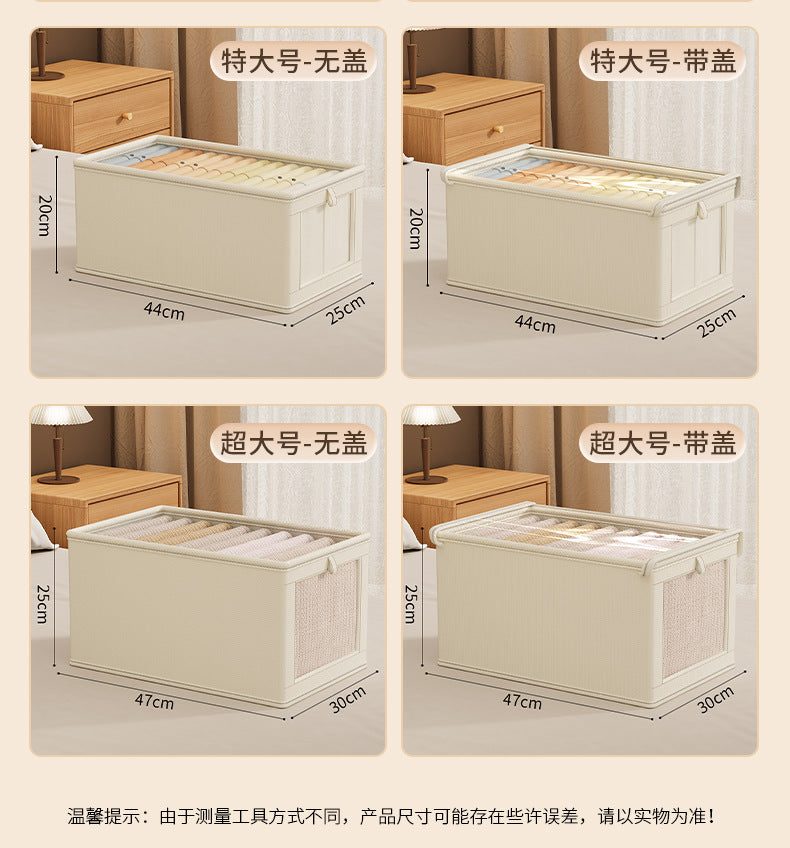 Oxford Cloth Windowed Clothing Storage Box with Lid for Home Use, Large Fabric Organizer Box, Magic Organizer 