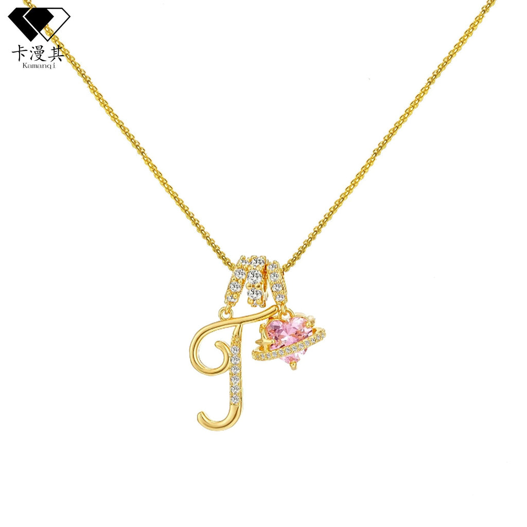 Hot-Selling Dopamine 26 English Letter Necklace Sweet Girl Accessories Light Luxury High-End Feel 