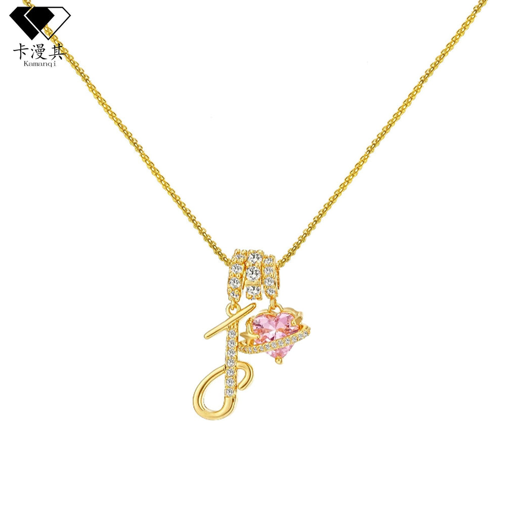 Hot-Selling Dopamine 26 English Letter Necklace Sweet Girl Accessories Light Luxury High-End Feel 