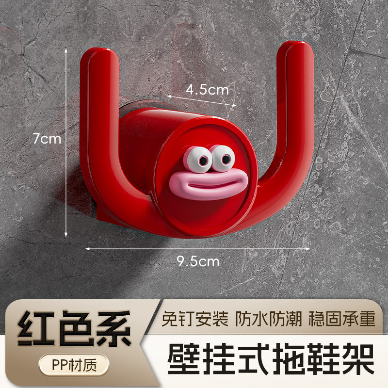 Bathroom Slipper Rack Punch-Free Bathroom Hanging Shoe Storage Fantastic Toilet Wall Slippers Rack Drain Hook 