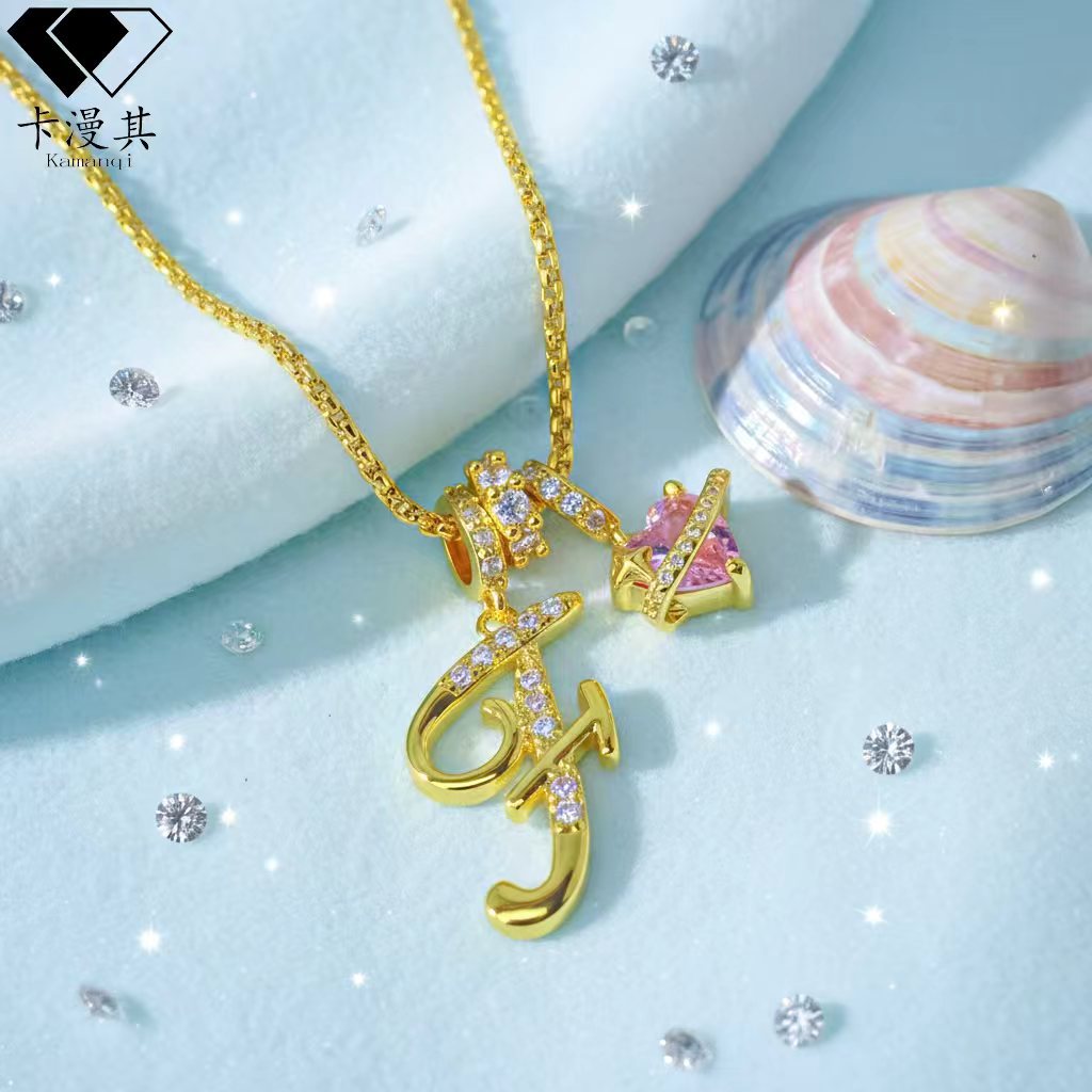 Hot-Selling Dopamine 26 English Letter Necklace Sweet Girl Accessories Light Luxury High-End Feel 